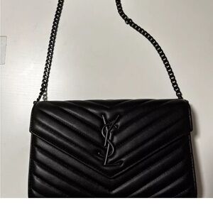 Yves Saint Laurent Black Chevron Crossbody Bag